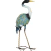 Statue de jardin héron H. 63 cm - décoration de jardin - métal bleu doré