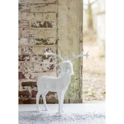 Statuette Déco Renne 45cm Blanc