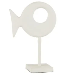 Statuette sur Pied Figurine Poisson 30cm Blanc
