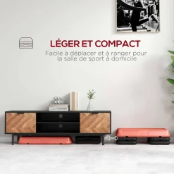 Stepper aérobic fitness hauteur réglable 3 niv. 10/15/20 cm surface antidérapante PE rouge