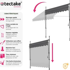 Store à pince sans perçage avec manivelle, réglable en hauteur