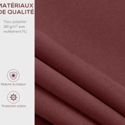 Store banne manuel rétractable aluminium polyester imperméabilisé 3,5L x 2,5l m bordeaux