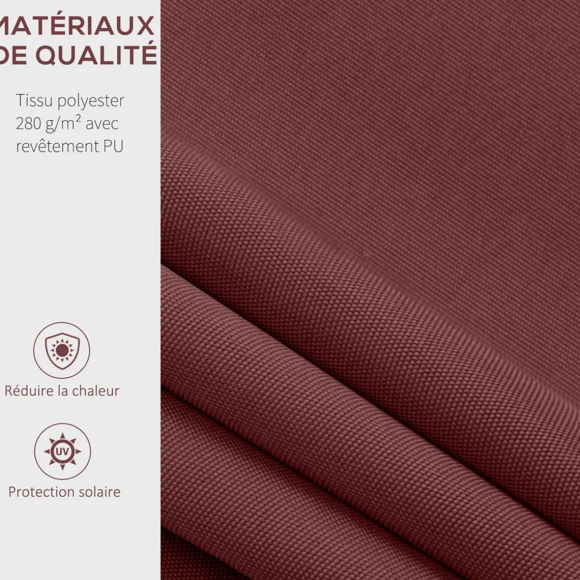 Store banne manuel rétractable aluminium polyester imperméabilisé 3,5L x 2,5l m bordeaux