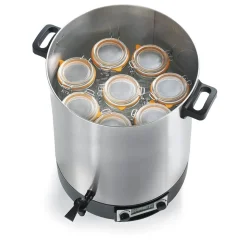 Stérilisateur de bocaux électrique cuve inox avec ecran lcd, robinet et minuteur 45l 2500w - steri pro inox 45l lcd