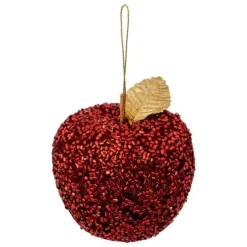 Sujet de Noël avec Perles Pomme 9cm Rouge