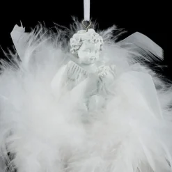 Sujet de Noël Plume Légende d'Hiver 5cm Blanc