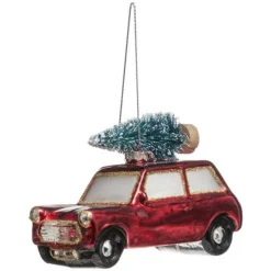 Sujet de Noël Voiture Vintage 10cm Rouge & Vert