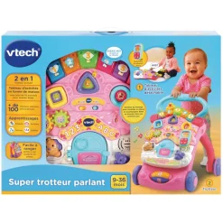 Super trotteur parlant 2 en 1 rose