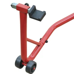 Support béquille de moto arrière lève moto arrière sur roulettes avec adaptateurs caoutchouc rouge et noir