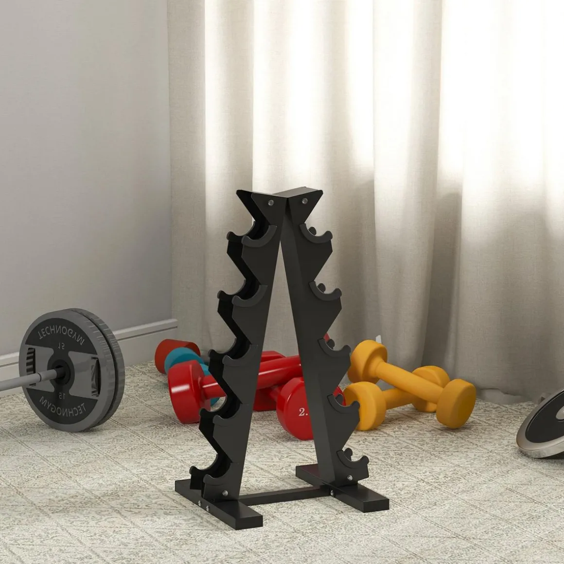 Support d'haltères à 5 niveaux - support de stockage d'haltères - charge max. 100 Kg - acier noir