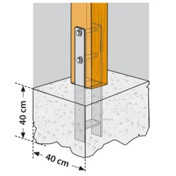 Support en H pour fixation carport - Poteaux 12x12cm