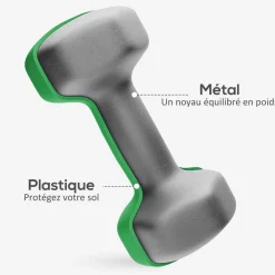 Support noir pour 6 haltères vinyles - 6 haltères incluses total 48 Kg - noir gris vert