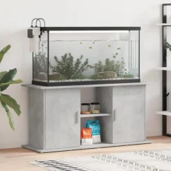 Support pour aquarium gris béton 121x41x58 cm bois d ingénierie