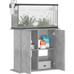 Support pour aquarium gris béton 81x36x73 cm bois d ingénierie