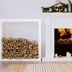 Support pour bois de chauffage Blanc 100x25x100 cm Bois de pin
