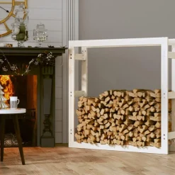 Support pour bois de chauffage Blanc 100x25x100 cm Bois de pin