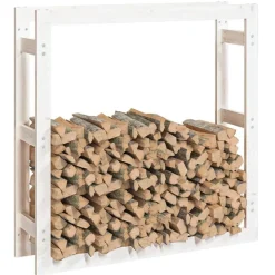 Support pour bois de chauffage Blanc 100x25x100 cm Bois de pin