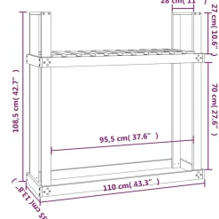 Support pour bois de chauffage Gris 110x35x108,5 cm Bois de pin