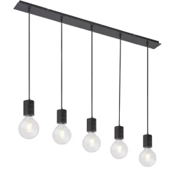 Suspension design métal Hermine - 5 Ampoules - Noir