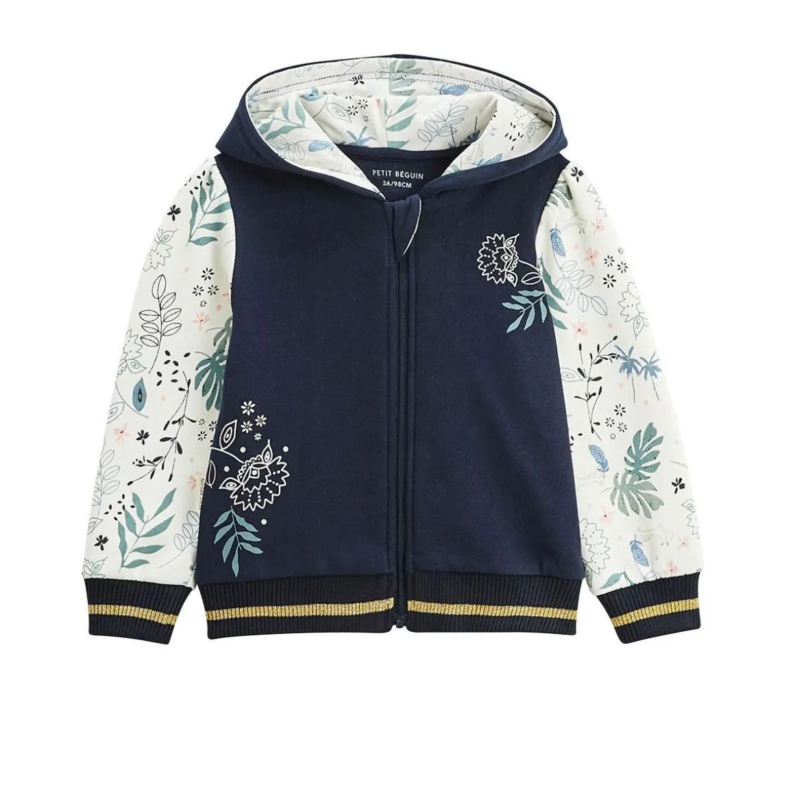 Sweat à capuche zippé enfant en molleton Belle de Nuit