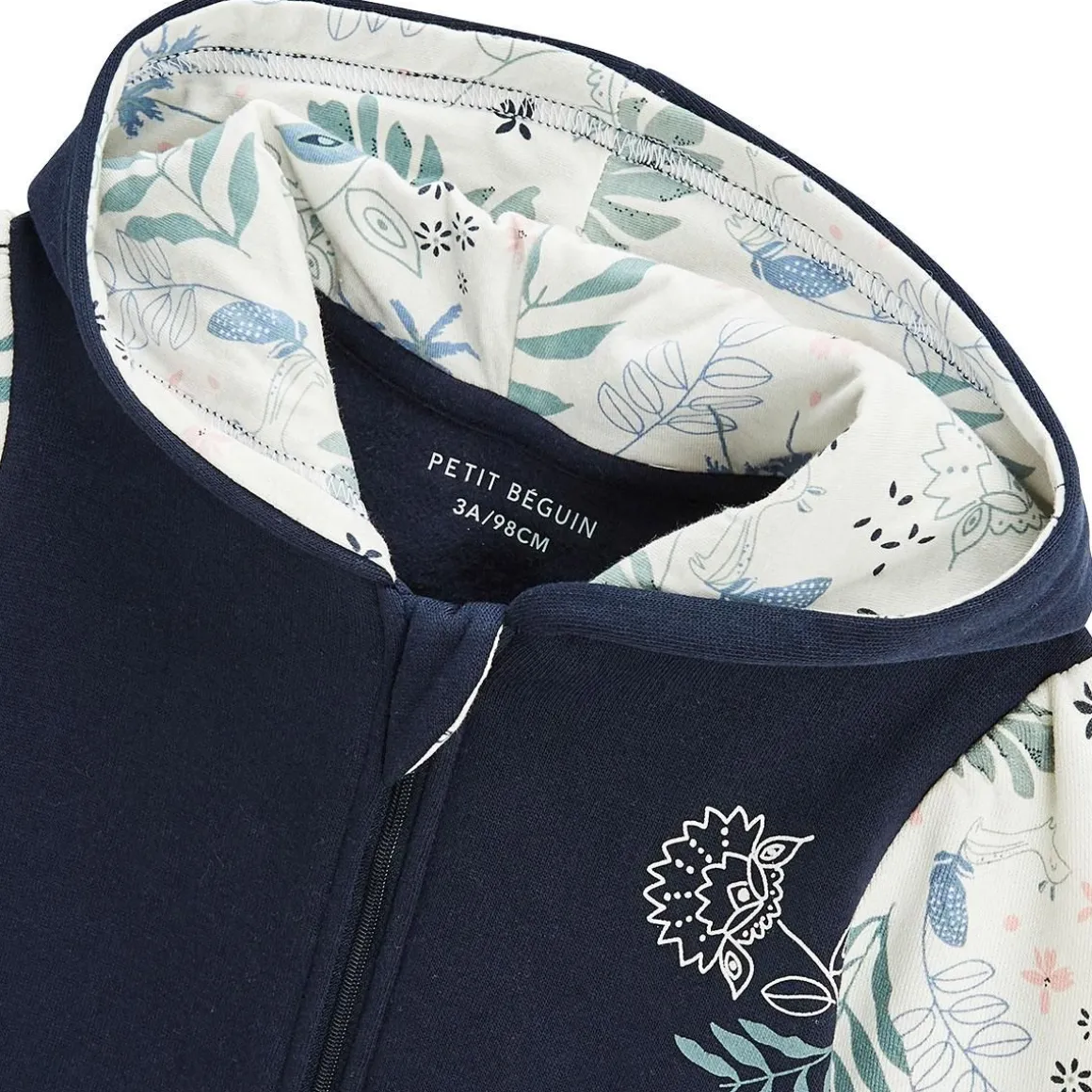 Sweat à capuche zippé enfant en molleton Belle de Nuit