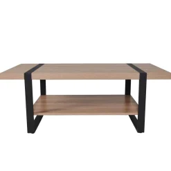 Table basse L120cm chêne blanchi et métal noir PROVIDENCE