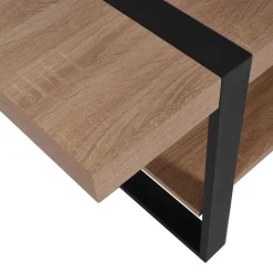 Table basse L120cm chêne blanchi et métal noir PROVIDENCE