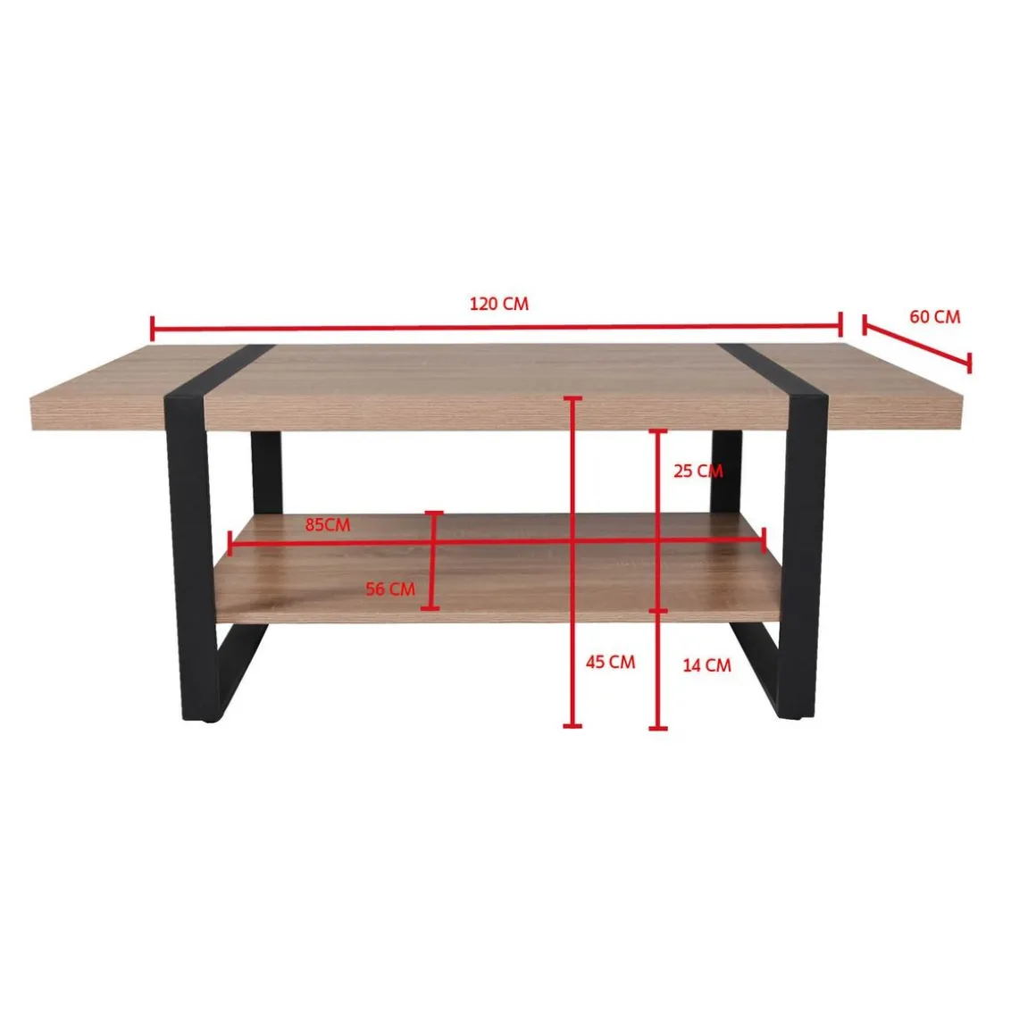 Table basse L120cm chêne blanchi et métal noir PROVIDENCE
