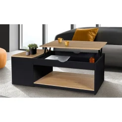 Table basse plateau relevable et coffre de rangement L60 cm LINE