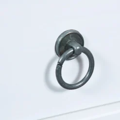 Table basse rectangulaire en bois massif 2 tiroirs plateau verre L115cm CASSIS