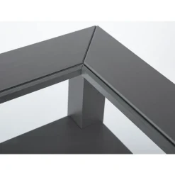 Table basse rectangulaire en bois massif 2 tiroirs plateau verre L115cm CASSIS