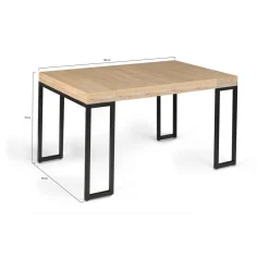 Table console extensible avec rallonges style industriel 45/140 cm HOUSTON