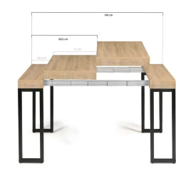 Table console extensible avec rallonges style industriel 45/140 cm HOUSTON