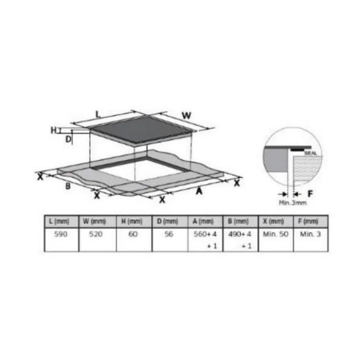 Table de cuisson à induction 60cm 3 feux 7200w noir - nz63r3727bk