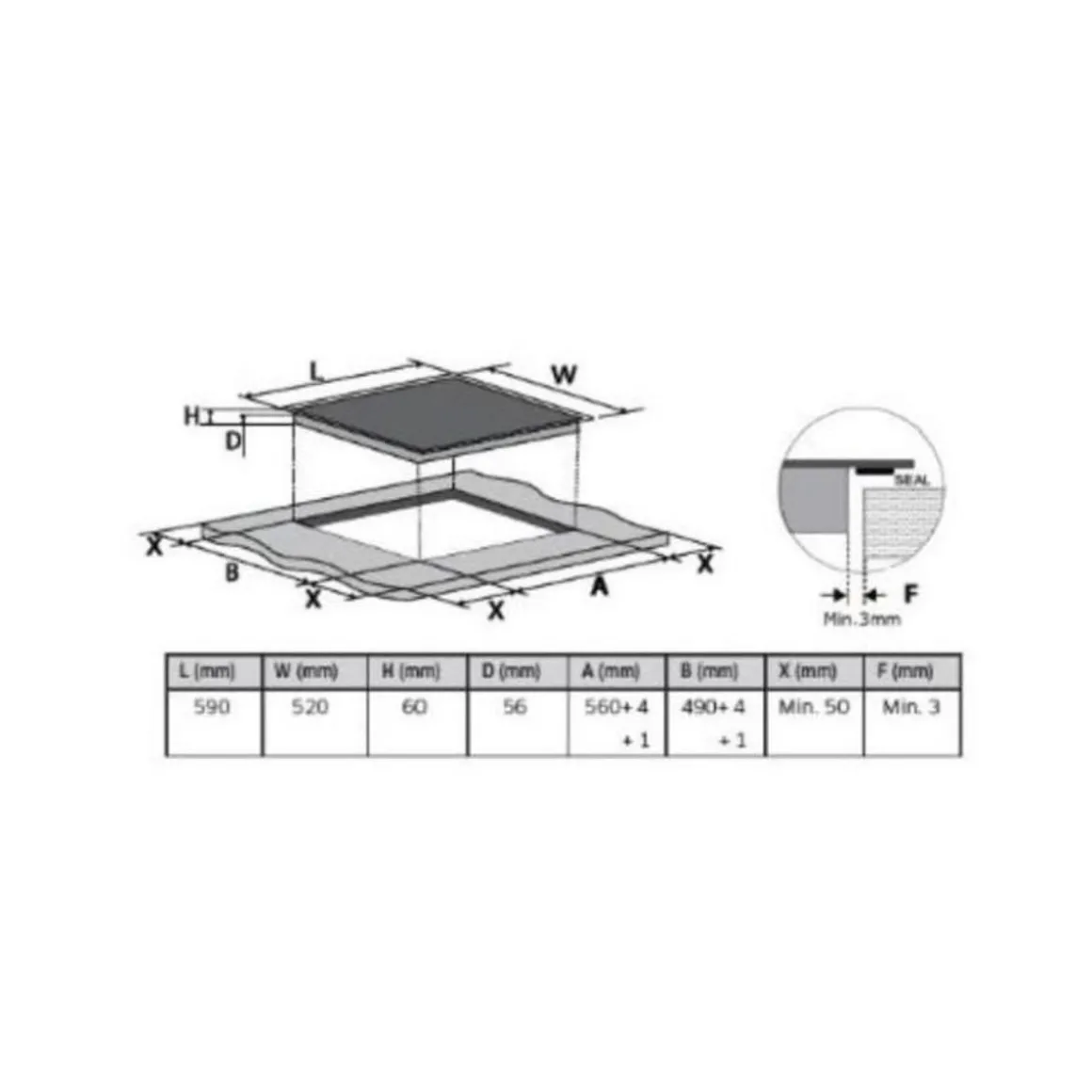 Table de cuisson à induction 60cm 3 feux 7200w noir - nz63r3727bk