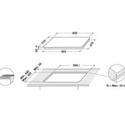 Table de cuisson à induction 65cm 4 feux 7200w noir - wlb4265bfixl
