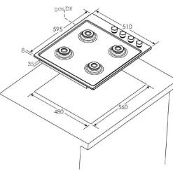 Table de cuisson gaz 60cm 4 feux blanc - chw6lww