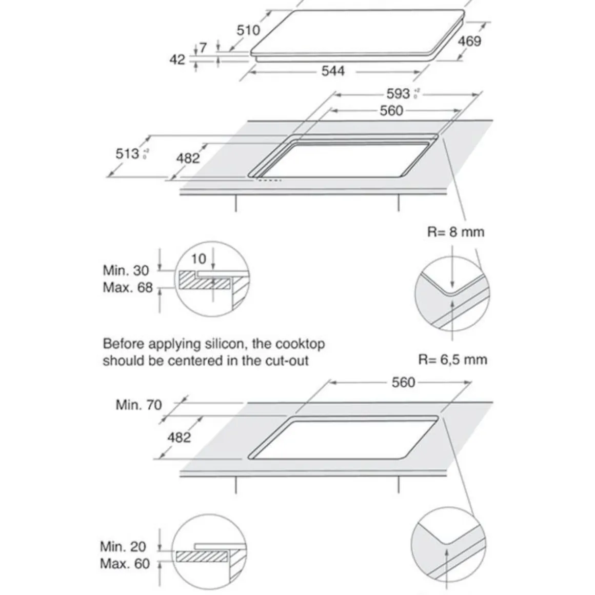 Table de cuisson gaz 60cm 4 feux noir - AGR555MRFR