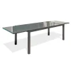 Table de jardin rectangulaire - 10/12 places - Aluminium et plateau en verre - Anthracite - TOLEDE
