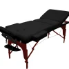 Table de massage 15 cm pliante 3 zones en bois foncé avec panneau Reiki + Accessoires et housse de transport - Noir