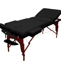Table de massage 15 cm pliante 3 zones en bois foncé avec panneau Reiki + Accessoires et housse de transport - Noir