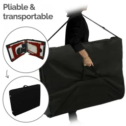 Table de massage 15 cm pliante 3 zones en bois foncé avec panneau Reiki + Accessoires et housse de transport - Noir