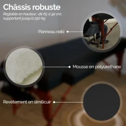 Table de massage 15 cm pliante 3 zones en bois foncé avec panneau Reiki + Accessoires et housse de transport - Noir