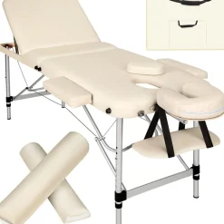 Table de massage 3 zones avec rembourrage de 5cm et châssis en aluminium et rouleaux