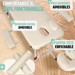 Table de massage 2 zones avec rouleaux de massage