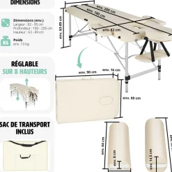 Table de massage 2 zones avec rouleaux de massage