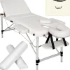 Table de massage 3 zones avec rembourrage de 5cm et châssis en aluminium et rouleaux