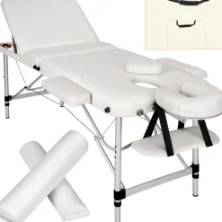 Table de massage 3 zones avec rembourrage de 5cm et châssis en aluminium et rouleaux