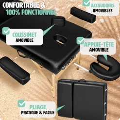 Table de massage pliante 3 Zones - 10 cm d'épaisseur + housse