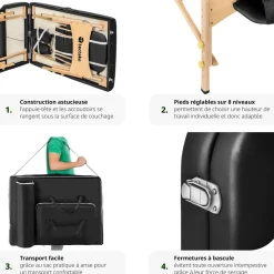 Table de massage pliante 3 Zones - 10 cm d'épaisseur + housse